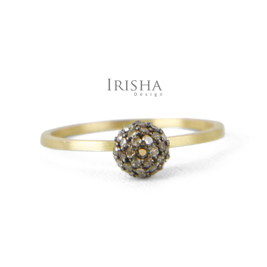 14K Gold 0.50 Ct. Genuine Pave Grey Diamond Ball Ring Fine Jewelry Size-3 to 8US