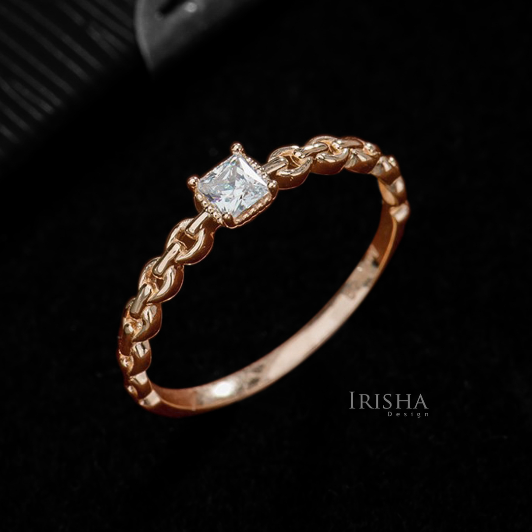 14K Gold 0.18 Ct. Genuine Princes Cut Diamond Engagement Band Ring Fine Jewelry