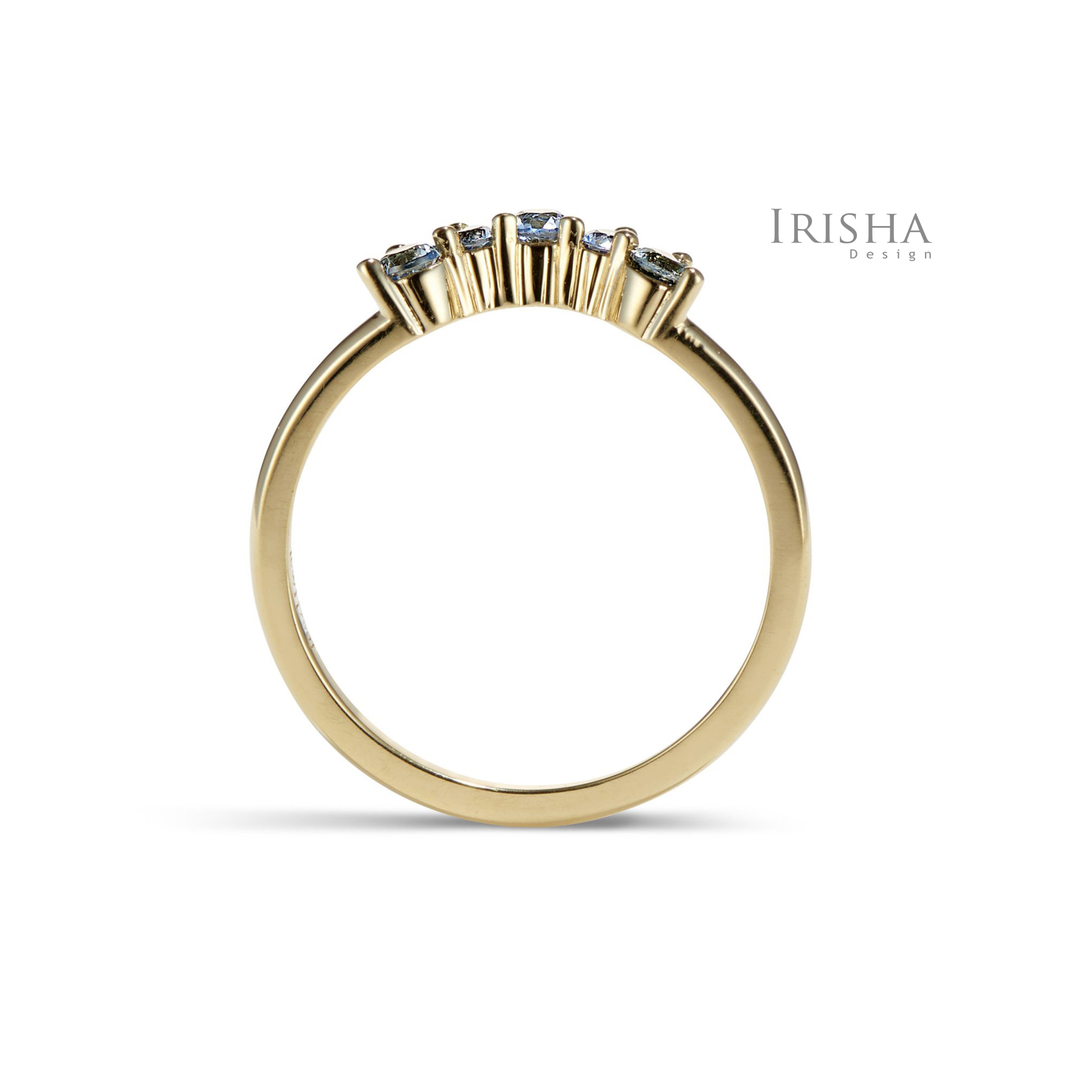 14K Gold 0.32 Ct. Genuine Blue Sapphire Gemstone Cluster Ring Fine Jewelry
