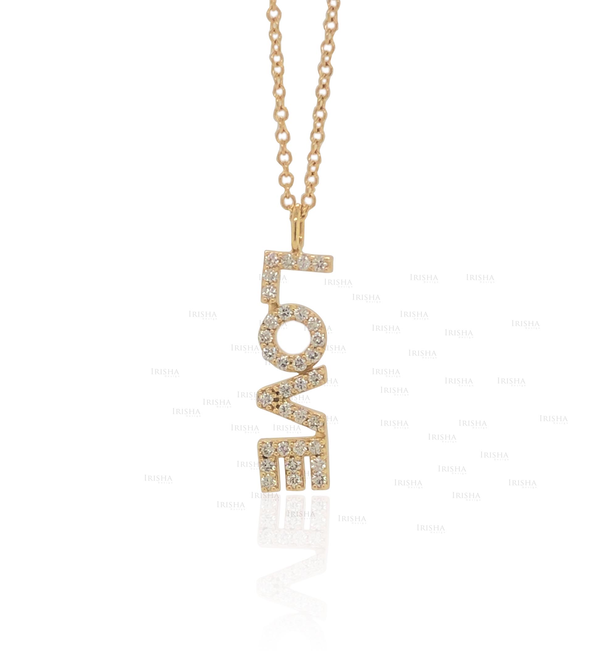 Love Necklace Gift 0.15 Ct. Genuine Diamond 18K Gold