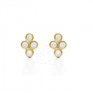 14K Gold 0.24 Ct. Genuine Diamonds Floral Wedding Stud Earrings Fine Jewelry