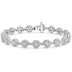 14K Gold 6.00 Ct. Genuine VS Clarity Diamond Halo Bracelet Wedding Jewelry