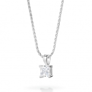 Princess Cut Diamond Pendant 0.15ct In 18K White Gold