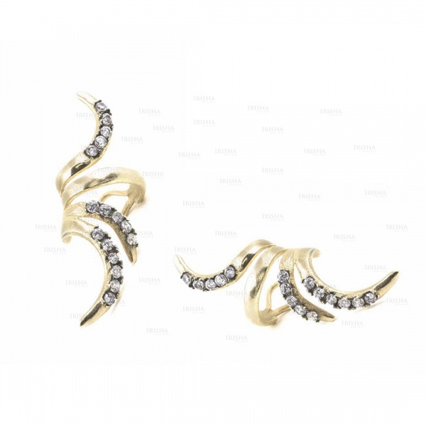 14K Gold 0.30 Ct. Genuine Diamond Snake Non Pierced Ear Cuff Earrings Jewelry