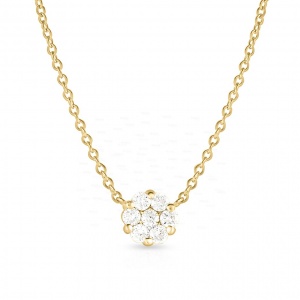 14K Gold 0.25 Ct. Genuine Diamond Floral Pendant Necklace Fine Jewelry