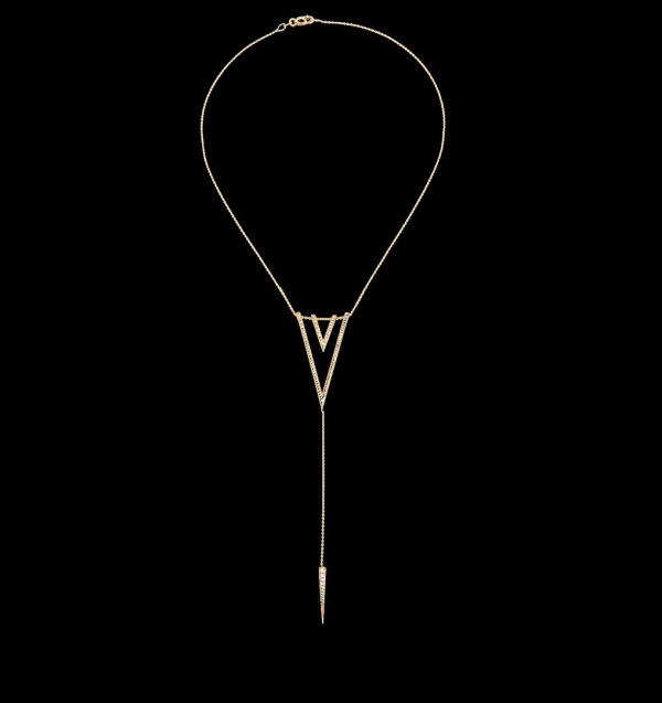 14K Gold 0.70Ct. Genuine Diamond Arrow V Shape Drop Lariat Necklace Fine Jewelry
