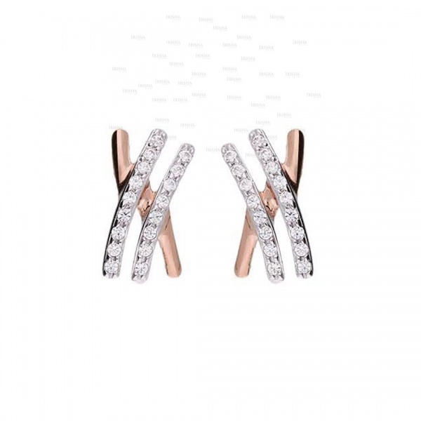14K Gold 0.30 Ct. Genuine Diamond Double Bar Minimalist Earrings Gift For Her