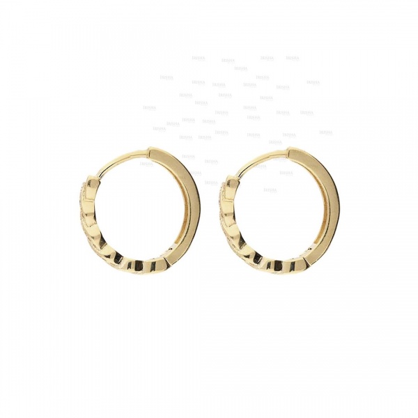 14K Gold 0.35 Ct. Genuine Diamond Rope Design Huggie Hoop Earrings Fine Jewelry