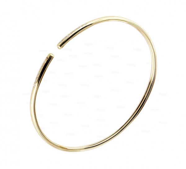 14K Gold 0.20 Ct. Genuine Flush Set Diamond Cuff Bangle Bracelet Fine Jewelry
