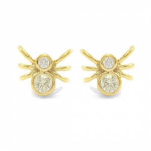 14K Gold 0.29 Ct. Genuine Diamond Spider Studs Earrings Fine Jewelry