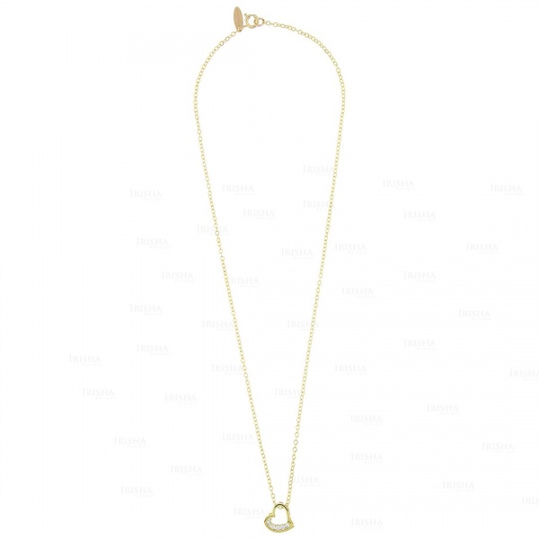 14K Gold 0.08 Ct. Genuine Diamond Heart Charm Pendant Necklace Fine Jewelry