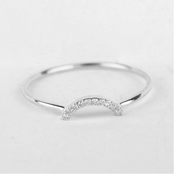 14K Gold 0.07 Ct. Genuine Diamond Arc Design Ring Fine Jewelry Size-3 to 8 US