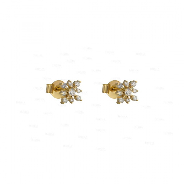 0.26 Ct. Genuine Diamond Snowflake Design Stud-Earrings in 14k Gold Fine Jewelry