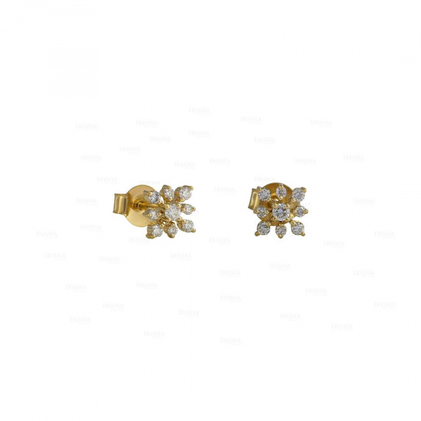 0.26 Ct. Genuine Diamond Snowflake Design Stud-Earrings in 14k Gold Fine Jewelry