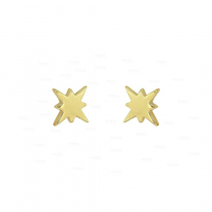 Solid Gold 14K 7mm Minimalist Mini Starburst Studs Earrings Fine Jewelry