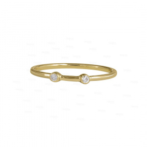 14K Gold 0.03 Ct. Genuine Diamond Thin Minimalist Band Ring Fine Jewelry