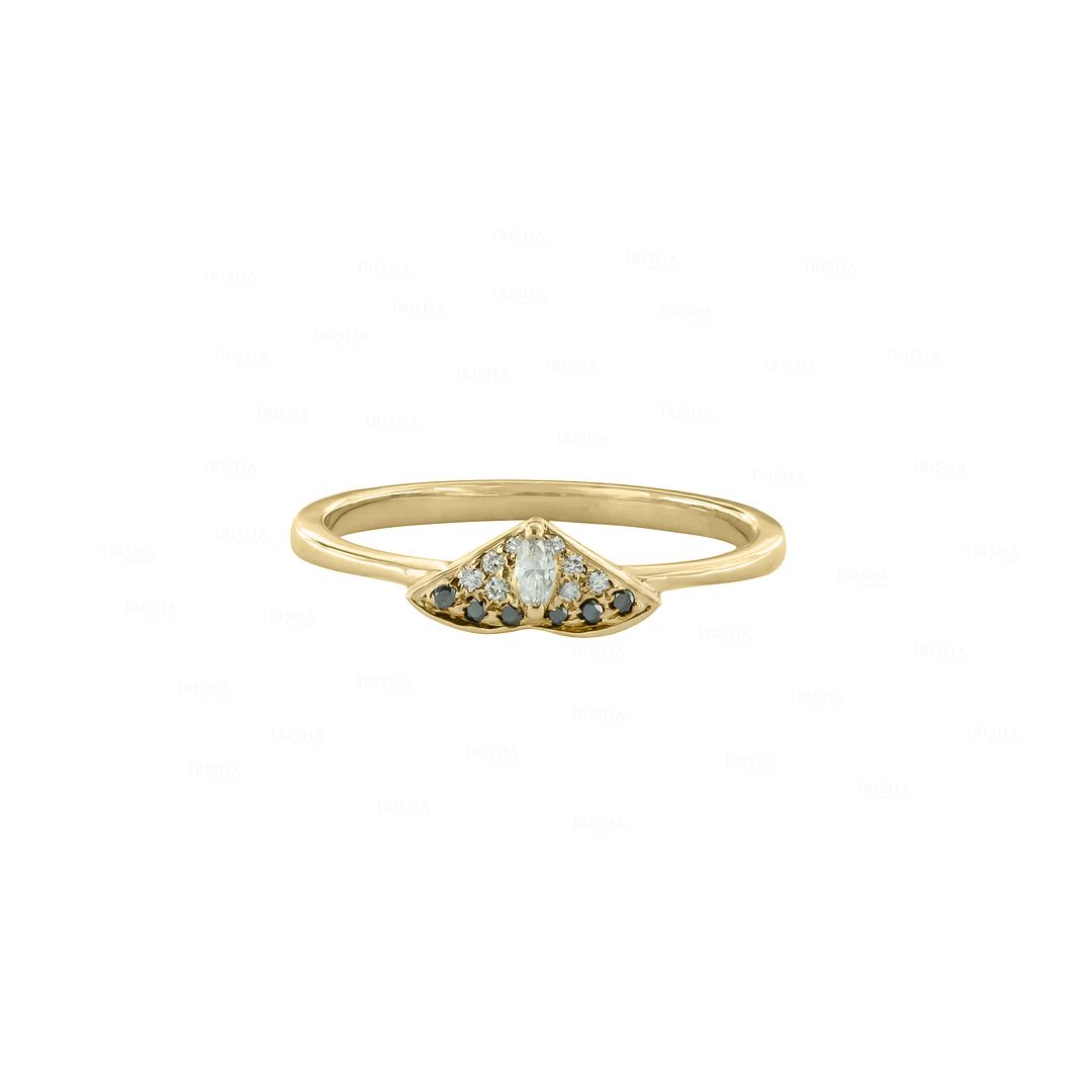 14K Gold 0.12 Ct. Genuine White And Brown Diamond Moth Ring Fine Jewelry