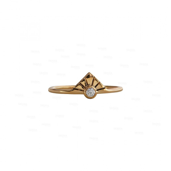 0.06 Ct. Genuine 14k Solid Gold Solitare Diamond Vintage Style Ring