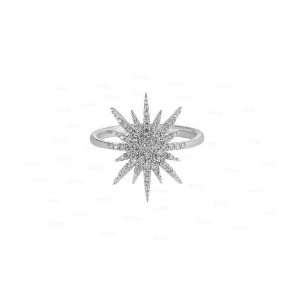 1/2 Ct. Pave Set Round Diamond Starburst Christmas Gift Ring in 14k Gold