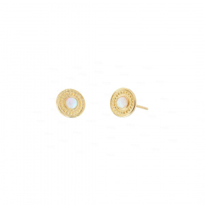 Opal Engraved Disc Studs