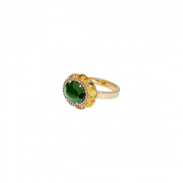 Diamond and Emerald Solitaire Ring