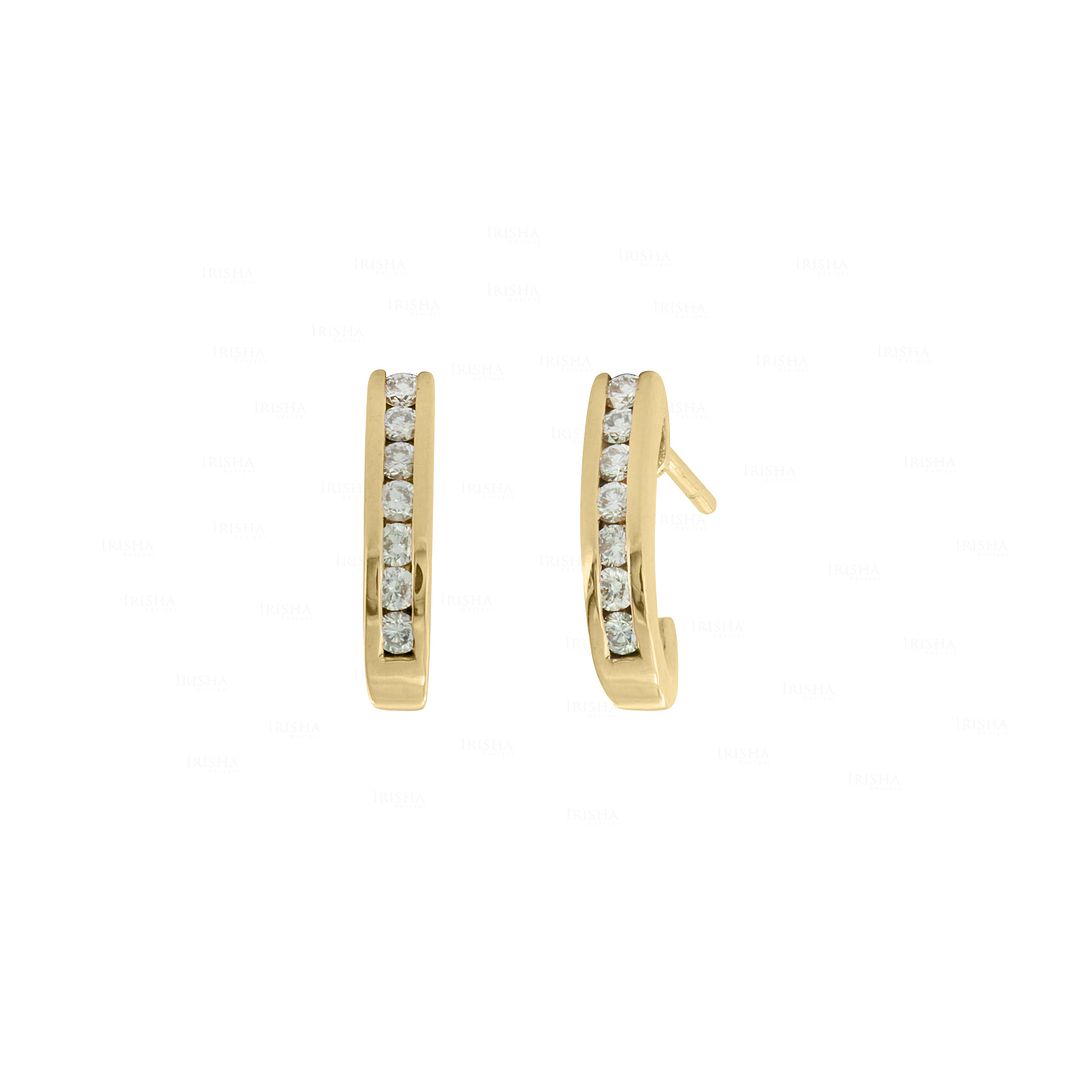 14K Gold 0.21 Ct. Genuine Diamond Tiny Huggie Earrings Wedding Fine Jewelry