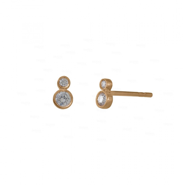 0.12 Ct. Genuine Diamond Minimalist Stud Earrings in 14k Solid Yellow Gold