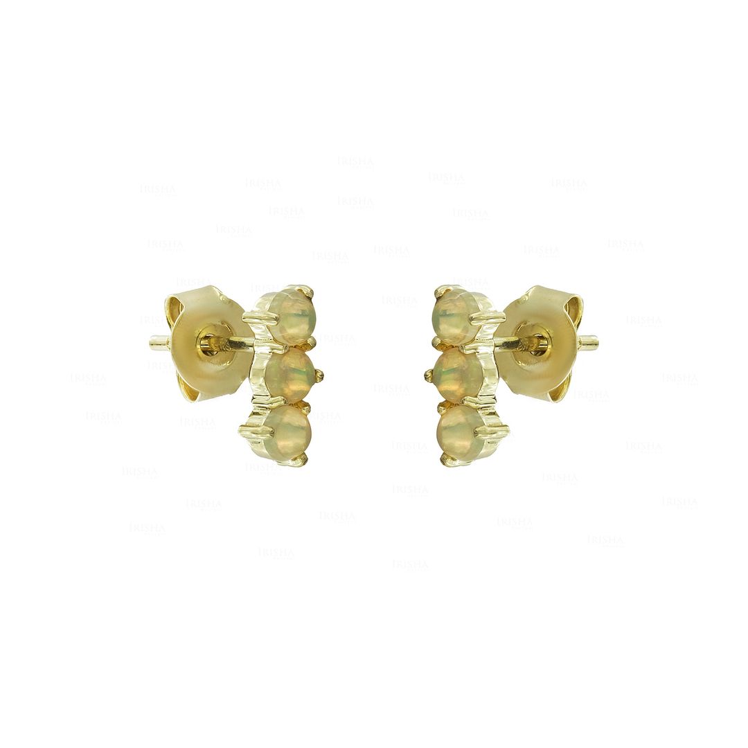 14K Gold 0.20 Ct. Genuine Opal Gemstone Tiny Stud Earrings Fine Jewelry