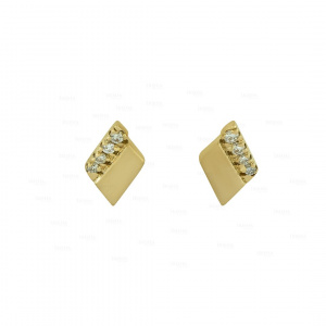 14K Gold 0.07 Ct. Genuine Diamond Rhombus Shape Studs Earrings Fine Jewelry