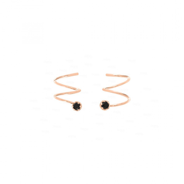 14K Rose Gold 0.25 Ct. Black Diamond Double Piercing Spiral Hoop Cuff Earring