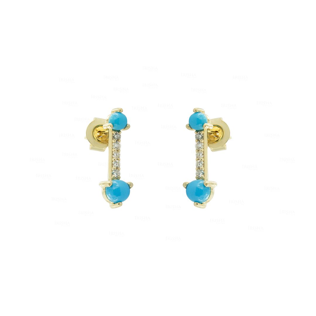 Real Diamond Turquoise December Birthstone Bar Stud-Earrings Fine Jewelry