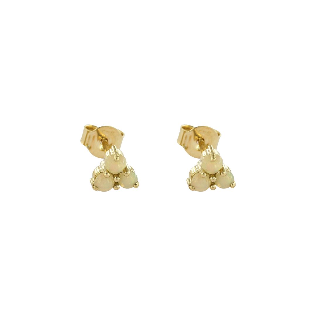14K Yellow Gold Genuine Opal Gemstone Mini Studs Earrings Christmas Gift