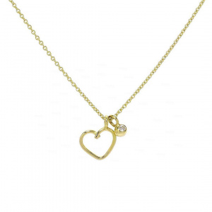 14K Gold 0.05 Ct. Genuine Ruby Love Heart Pendant Necklace Fine Jewelry