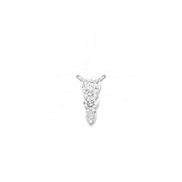 14K White Gold 0.06 Ct. Genuine Three Diamond 6 mm Minimalist Pendant Necklace