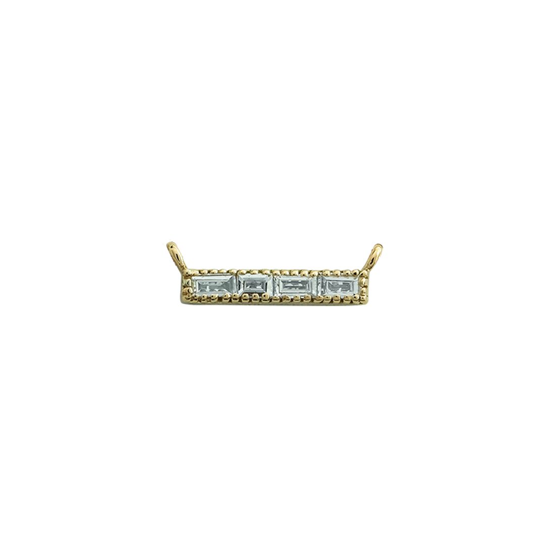 14k Yellow Gold VS Clarity F Color Baguette Diamond Bar Pendant Necklace