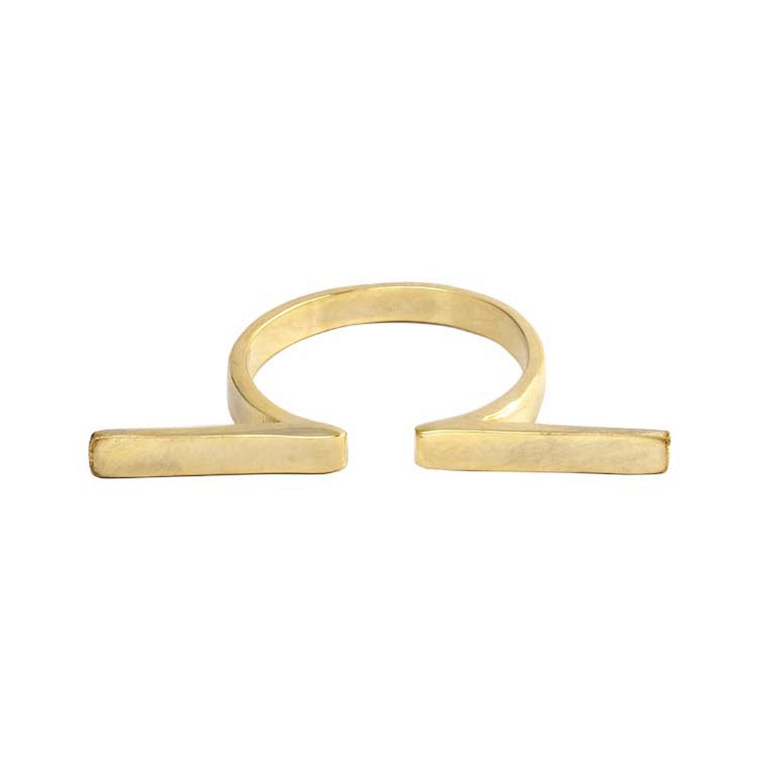 14K Solid Gold Bars Open Adjustable Ring Band Fine Jewelry Size-8 US