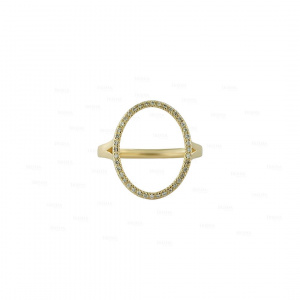 0.24Ct. Real Diamond Open Oval Shape Ring in 14K Gold