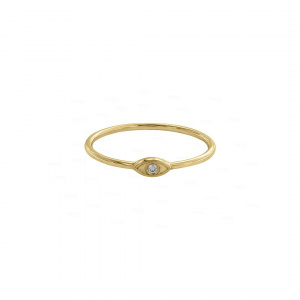 14K Yellow Gold 0.01 Ct. Genuine Diamond Evil Eye Ring -7.75 US