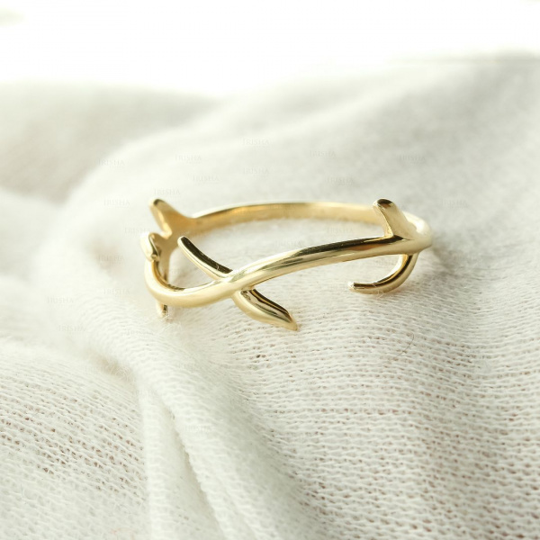 14K Solid Gold Tree Branch Nature Love Ring Fine Jewelry Size -3 to 8 US