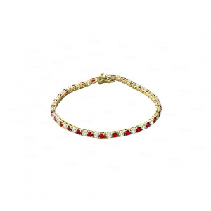 Ruby/Sapphire Diamond Tennis Bracelet
