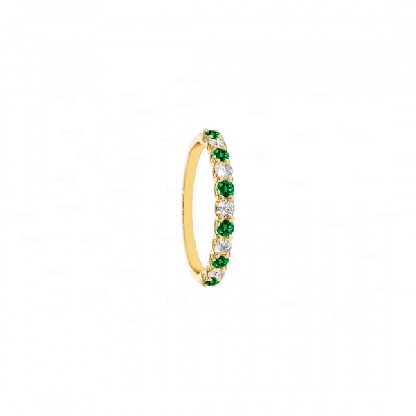 Diamond Emerald Half Eternity Ring