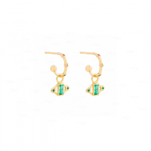 Emerald Baguette Ear Charm|14k Gold