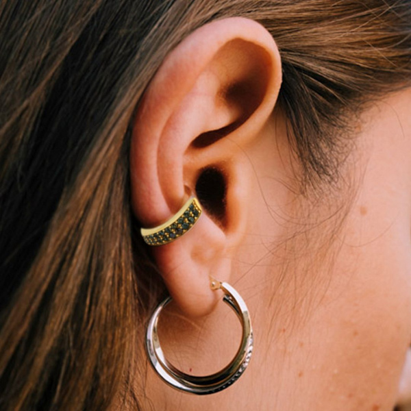 Black Diamond Ear Cuff|14k Gold
