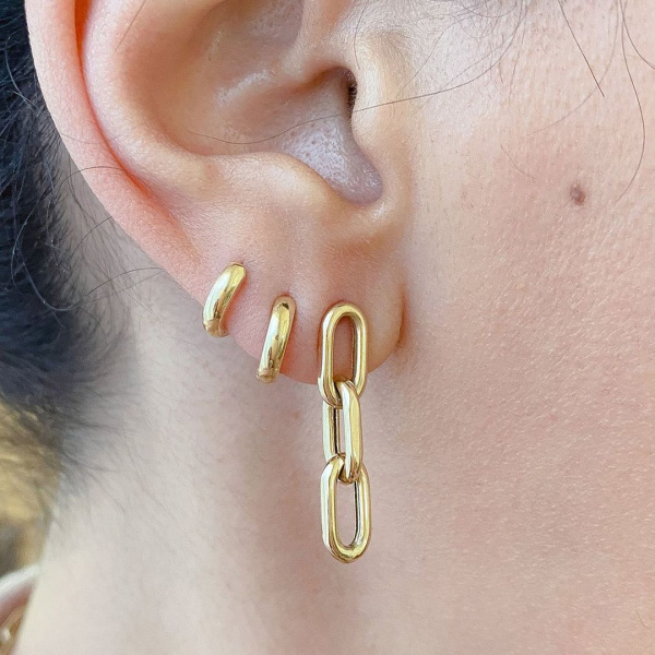 Oval Link Chain Earrings|14k Solid Gold