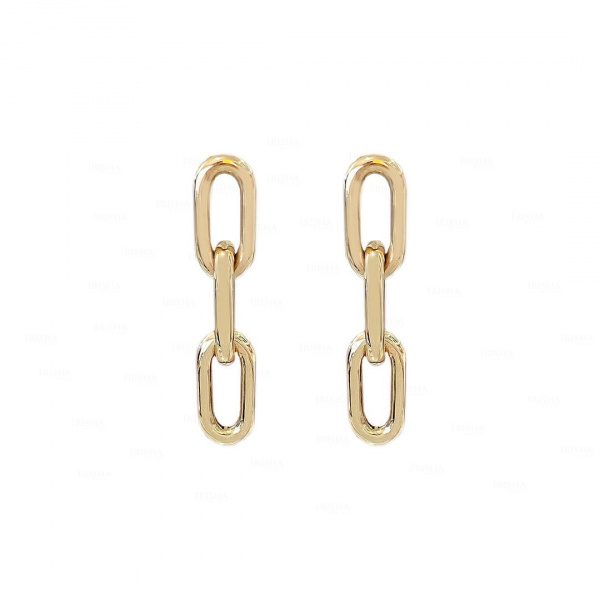 Oval Link Chain Earrings|14k Solid Gold
