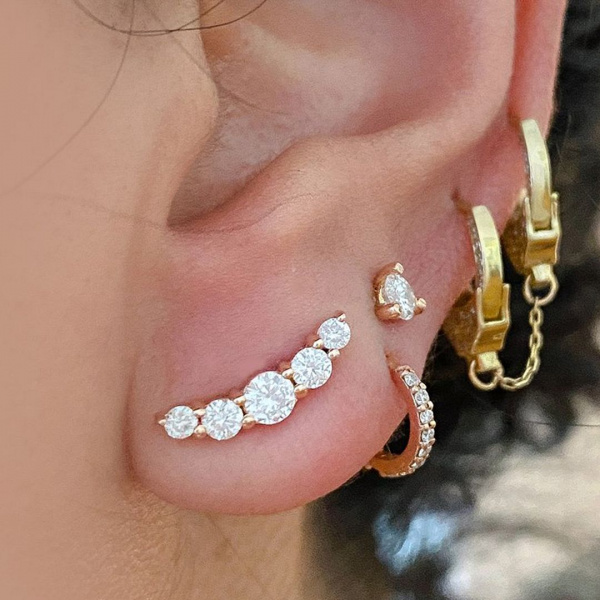 Turquoise Climber Earrings|14k Gold