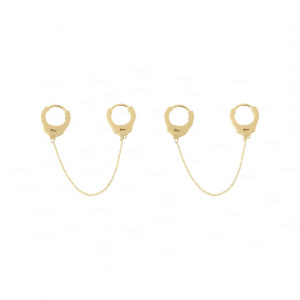 Double Piercing Handcuff Earrings|14k Solid Gold