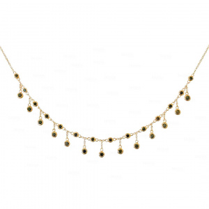 Black Diamond Fringe Necklace|14k Gold