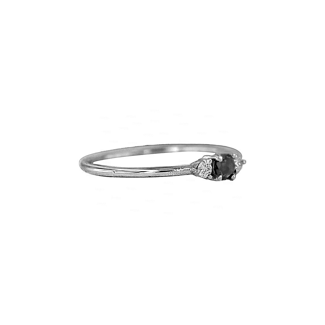 18K White Gold 0.19 Ct. White And Black Diamond Wedding Ring Jewelry Size 7 US