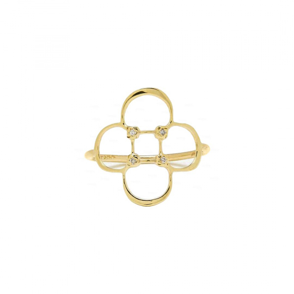 Four Petal Flower Ring|14k Gold, Diamond